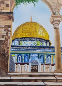 لوحة مسجد قبة الصخرة بالألوان الزيتية  مقاس ٥٠ ٧٠   كما ...