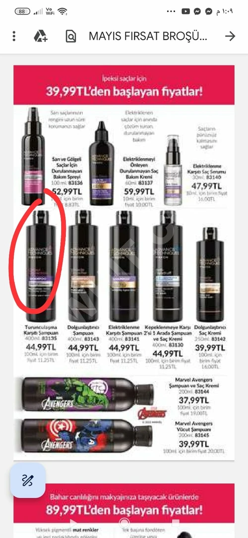 Avon ve Farmasi ürünleri, tüm saç tipleri için