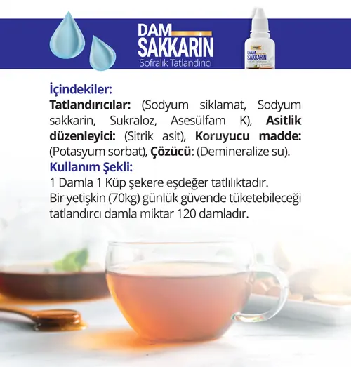 Yerel olarak üretilen dam sakkarin, sıfır kalorili sofra tatlandırıcısı, diyet yapanlar ve diyabet hastaları için uygundur