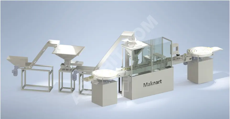 Şişe Ve Kap Paketleme Hattı 50- 1000gr Toz ve Granül Ürün