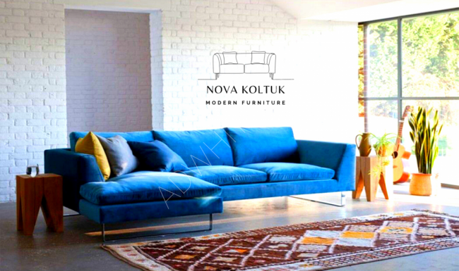 Blue Corner Sofa Set
