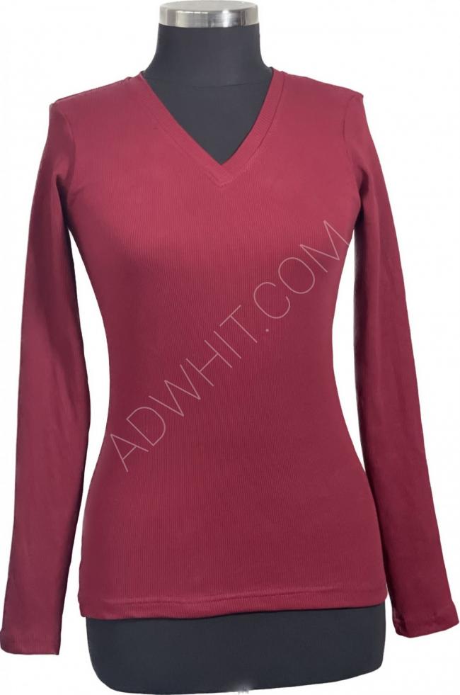 High-quality long-sleeved cotton women's blouse and T-shirt, made in Turkey