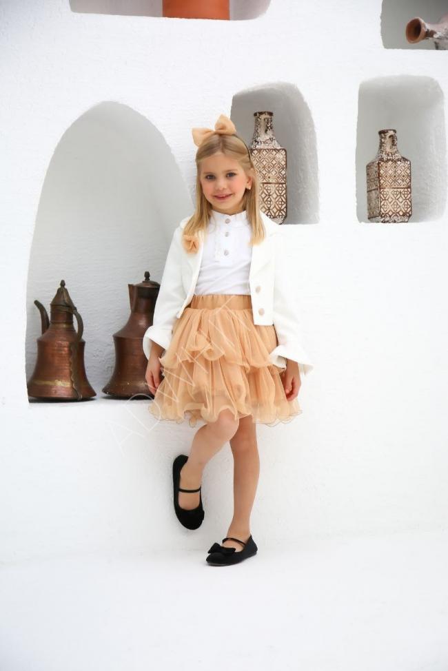 Distinctive Eid clothing models for children made in Turkey. Girls' set for Eid, high quality