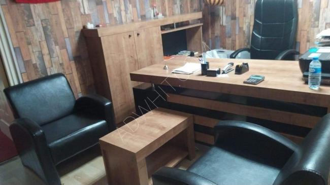 Three wooden desks for sale with their accessories