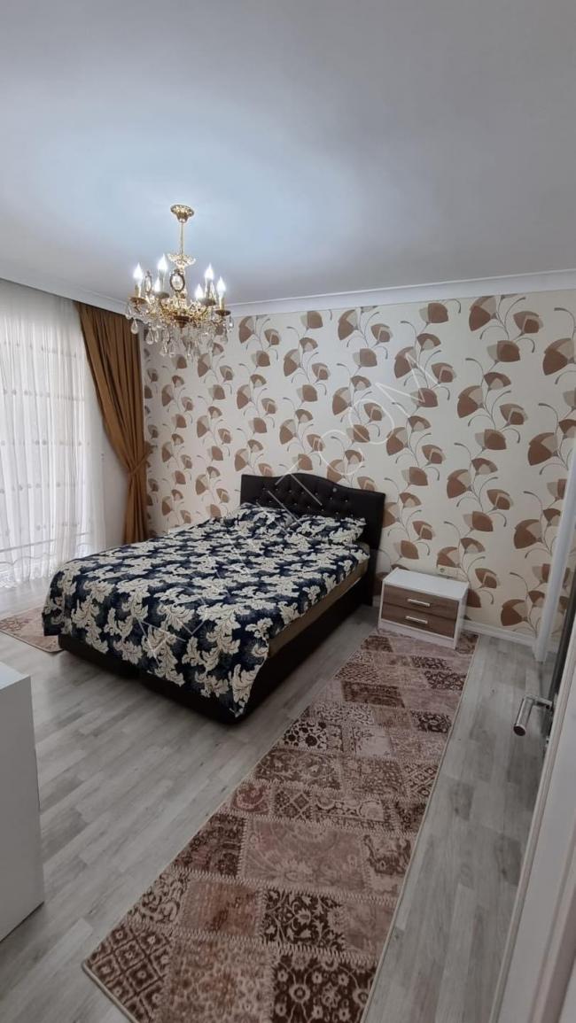 Furnished apartment in Trabzon Yomra, three rooms, hall, kitchen and three bathrooms for daily and weekly rent