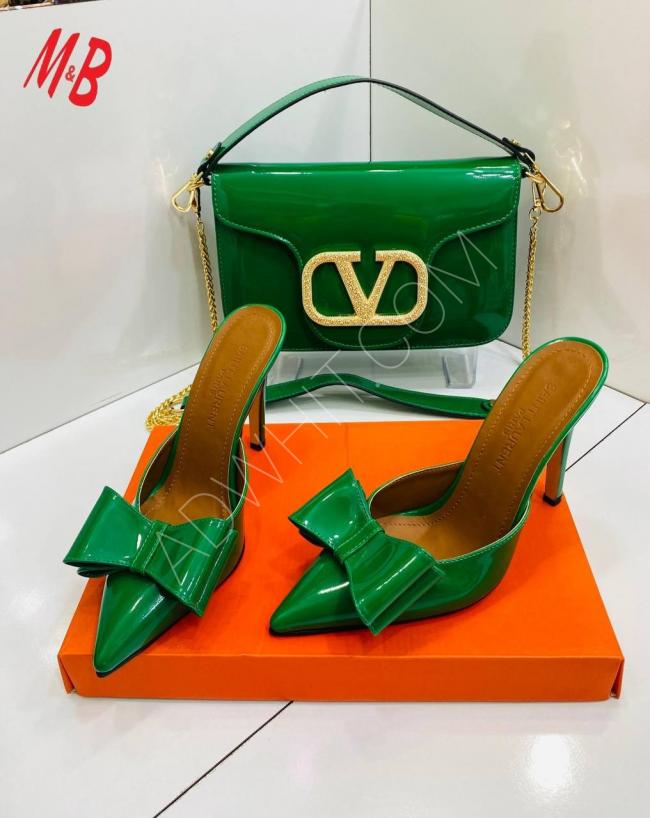 Valentino çanta ve topuklu ayakkabı seti, üst kalite