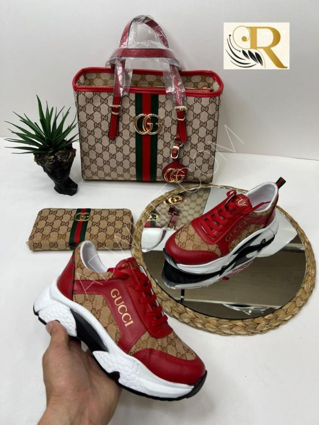 Gucci sport shoes and bag set
