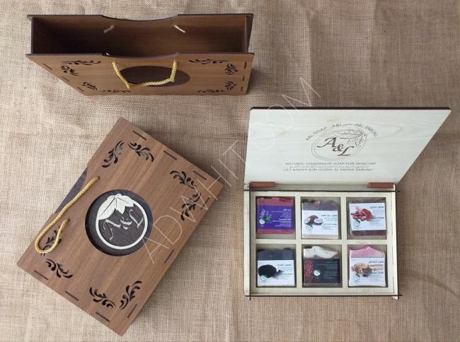 Natural soap in a luxurious wooden box