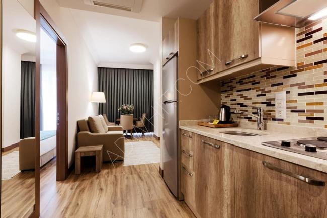 A hotel apartment for daily rent, including breakfast.