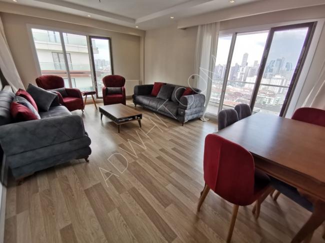 For sale, a new 2+1 apartment with furniture, adjacent to the famous Marmara Park Mall on the Metrobus line in Istanbul
