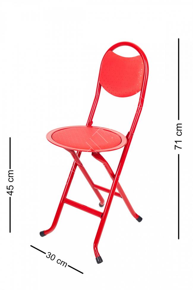 Folding Garden Chair / Portable for the garden, camping, children, beach, mosque, and kitchen - Red iron