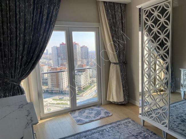 For annual rent, a fully furnished three-room and hall apartment in Istanbul, Basaksehir area