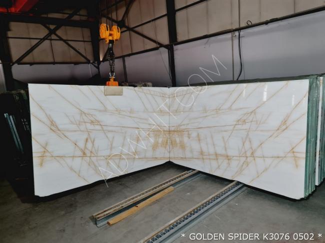 GOLDEN SPIDER - رخام ابيض مخطط ذهبي