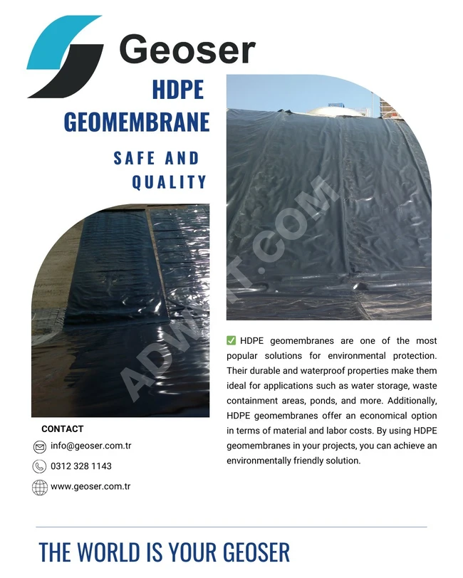 عوازل المائيه البولي ايثيلين عالي الكثافه الجيومميبران HDPE GEOMEMBRANE 