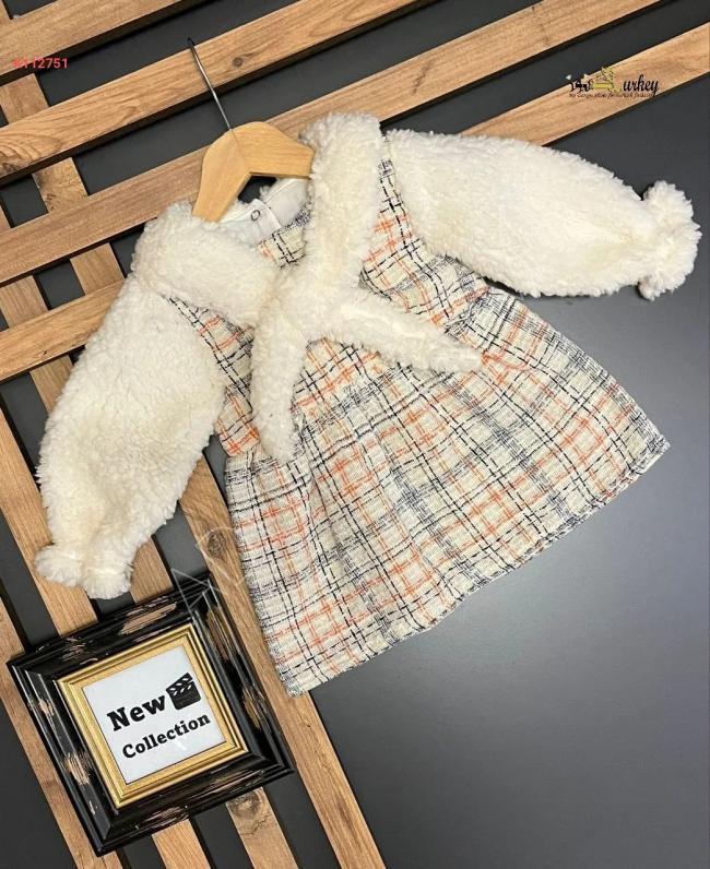 Winter baby dress with fur