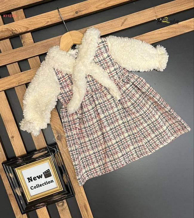 Winter baby dress with fur
