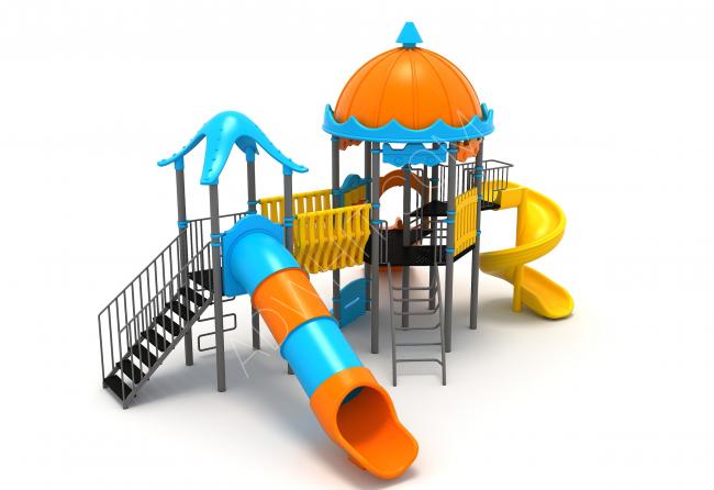 Outdoor garden equipment from children's toys, slides and swings