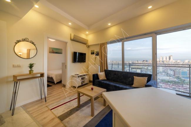 A furnished apartment for rent in the most upscale complexes in Istanbul, Cumhuriyet Mahallesi