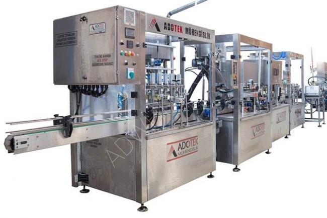 Filling, capping, and labeling machine with servo motor, capacity 100-5000 cubic centimeters