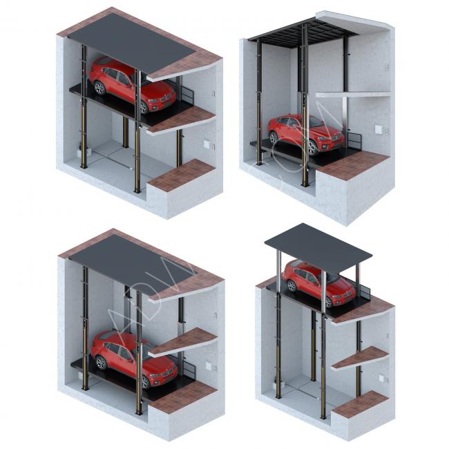 A multi-story hydraulic elevator for cars with a weight capacity of 3200 kg