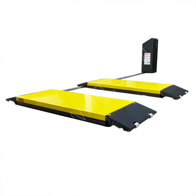 Electric hydraulic scissor car lift with a capacity of 3.2 tons for reception and inspection