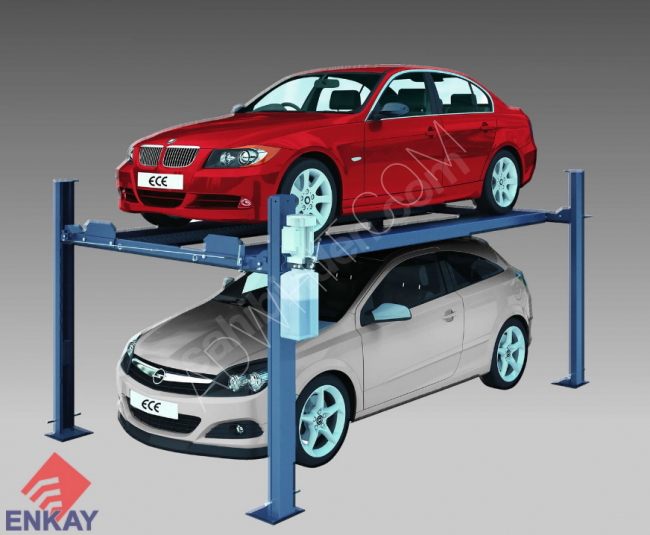 Four-post hydraulic car lift with a capacity of 3 tons