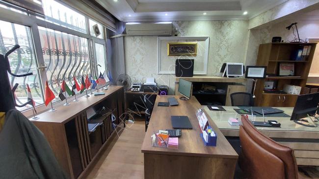 Office furniture: 3 manager desks, 5 employee desks, 2 safes, 1 leather sofa set