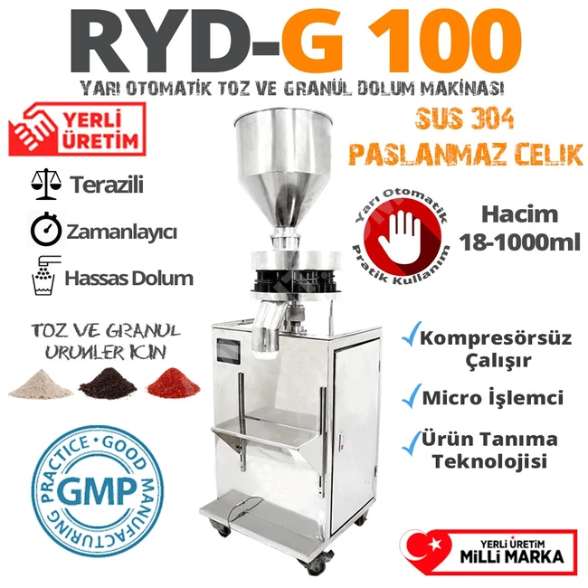 Yarı Otomatik (Ryd-G100) Granül Dolum Makinası