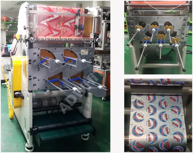 An automatic machine for cutting aluminum yogurt cup lids