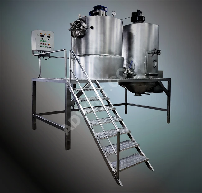 A halva mixing machine with a 100 kg capacity and a stand