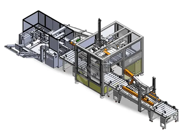 Single-head automatic carton box packing line with a single layer at a speed of 6-8 boxes per minute