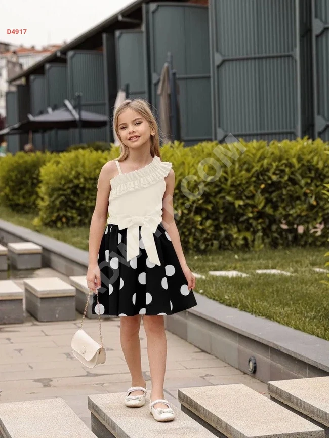 Polka dot skirt set with a sleeveless blouse