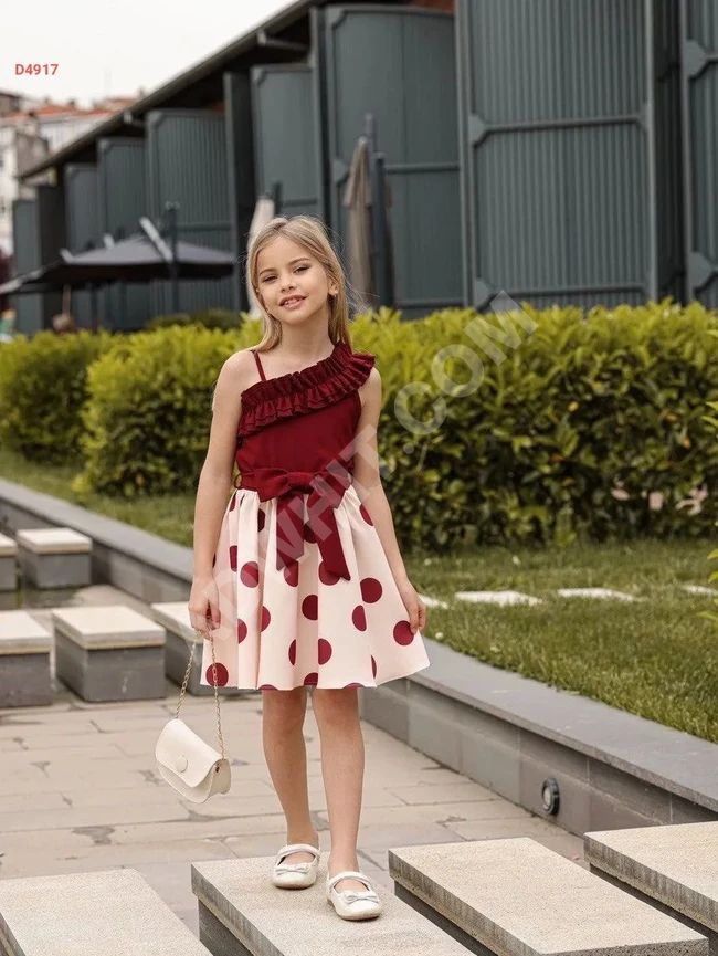 Polka dot skirt set with a sleeveless blouse