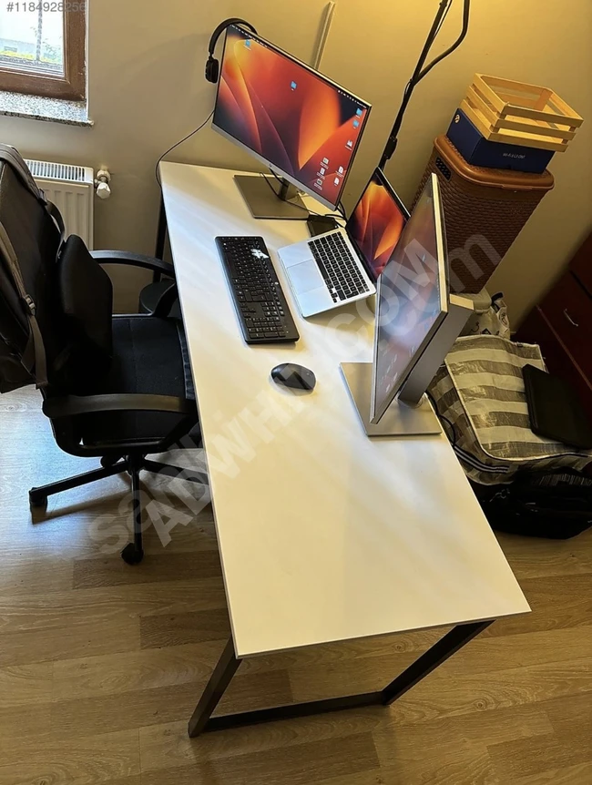 A long white work desk