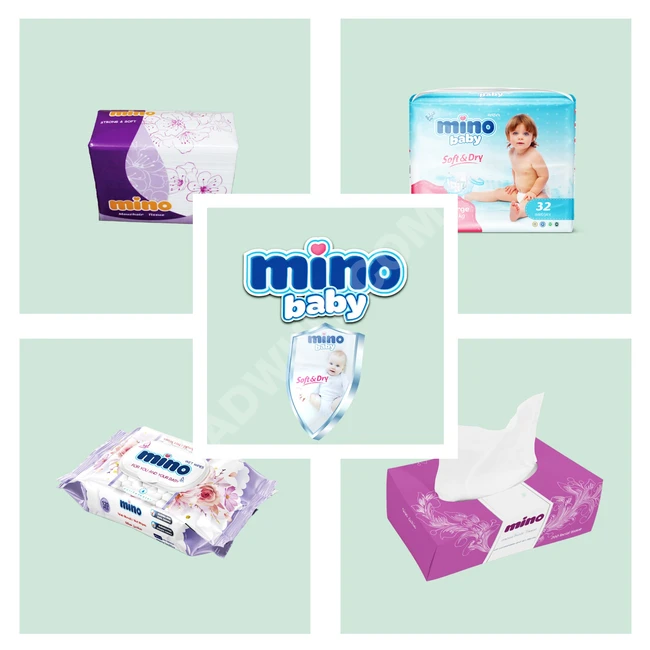 Diapers, wet wipes, tissues, and kitchen and toilet rolls