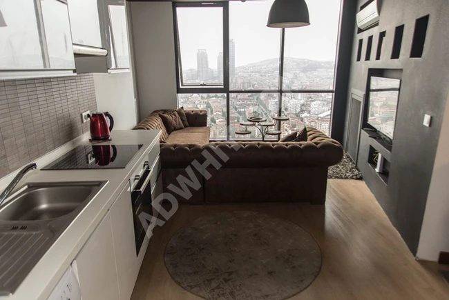 2+1 luxury apartment for daily rent in Ataşehir on the 38th floor in Dumankaya İkon