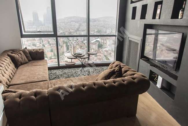 2+1 luxury apartment for daily rent in Ataşehir on the 38th floor in Dumankaya İkon