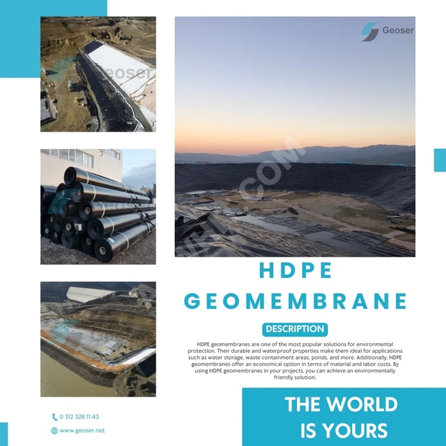 Hdpe geomembrane بولي ايثيلين عالي الكثافة 