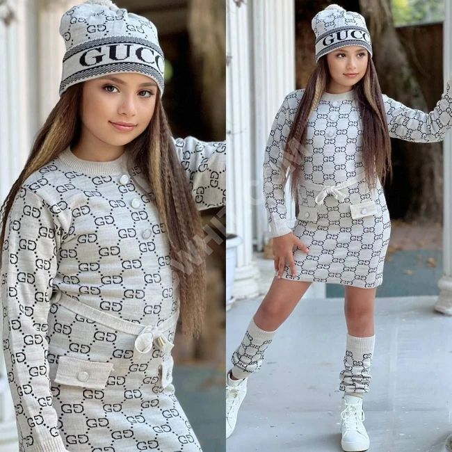 Winter girls' Gucci set wholesale with available boys' and girls' summer and winter sets