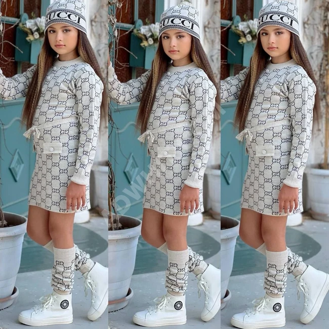 Winter girls' Gucci set wholesale with available boys' and girls' summer and winter sets